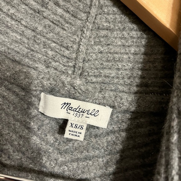 Madewell Gray Ribbed Draped Cardigan - Picture 3 of 6